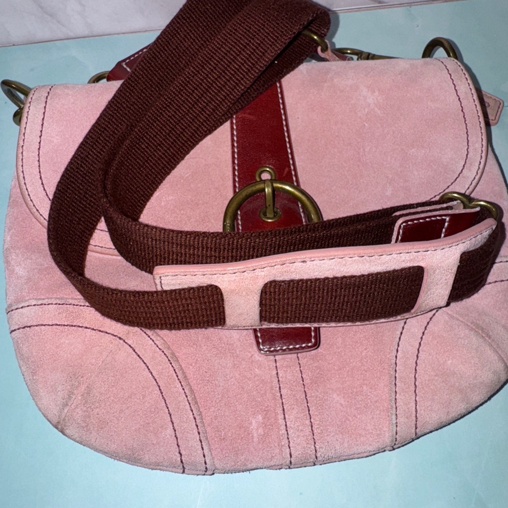 Coach Pink Suede Shoulder Bag